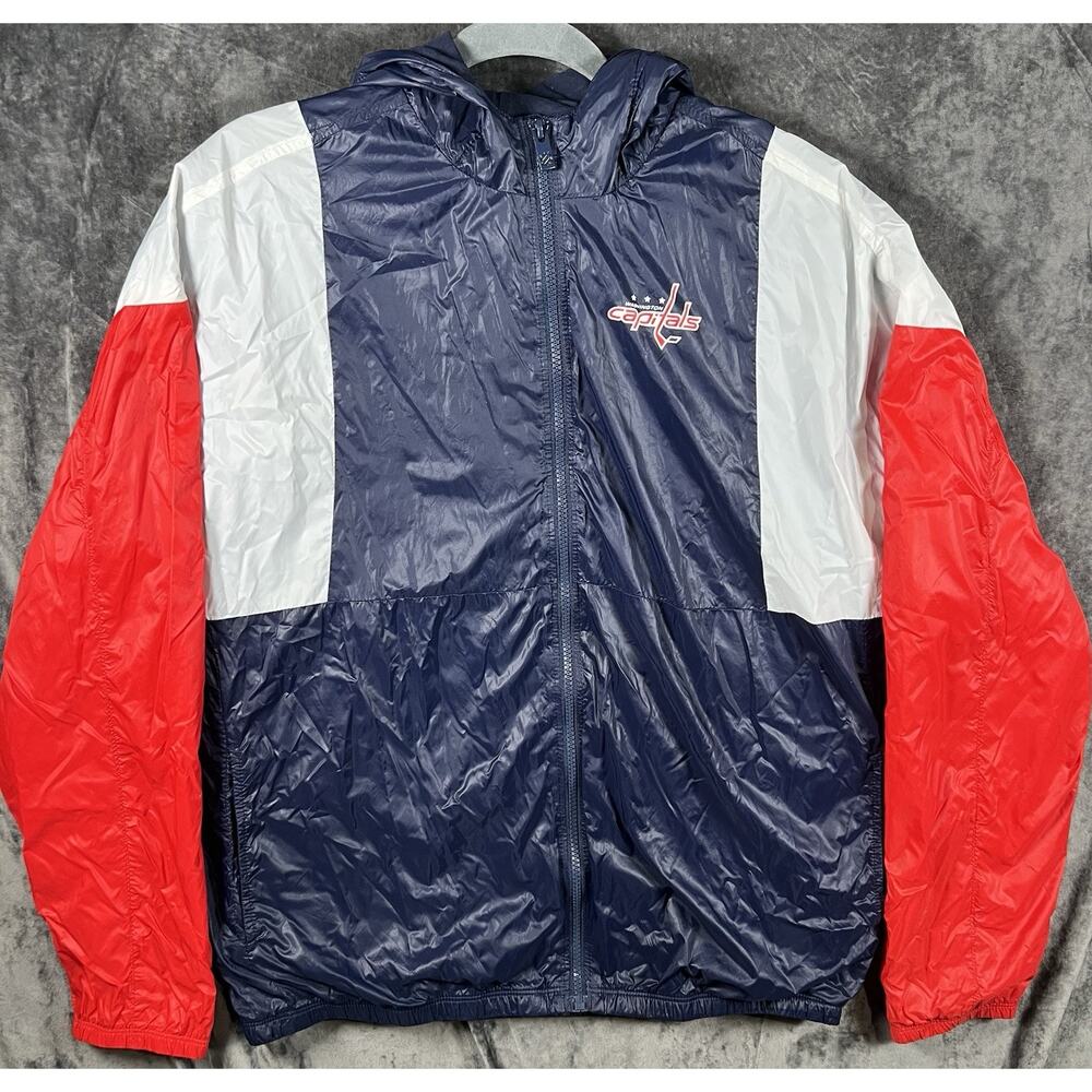 Washington Capitals NHL Youth XL Hooded Puffer Jacket Red Blue Full Zip